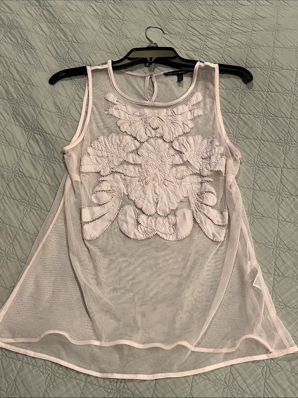 WHITE HOUSE BLACK MARKET Embroidered Sheer Tank Top